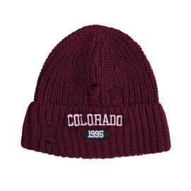 Croogo Knitted Beanie with Hole Mens Winter Hats Red Beanie for Women Fashionable Snow Ski Beanie,Red-KHWM2408