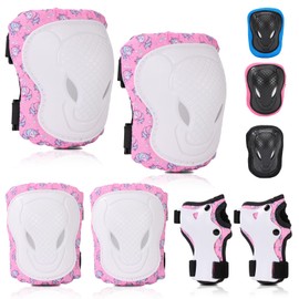 BURSUN Children's Knee Pads, Adjustable Knee Pads, Elbow Pads, Wrist Guards, Protector Set for Inline Skating, Scooter, Skateboard, Roller Skates