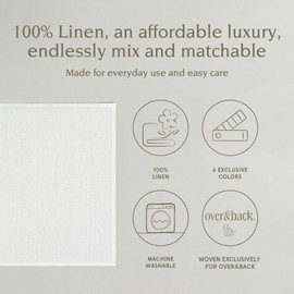 over&back Washed 100% Linen Cloth Napkins - Washable Napkins Set for Mixing, Matching, and Creating a Custom Home Decor Tablescape - Ivory