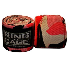 Ring to Cage Pink CAMO Printed Handwraps Mexican Style Stretchable 180"