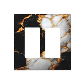 Vghoko Decorative Outlet Covers Black Gold Marble 2 Gang Light Switch Cover Plate Double Rocker Wall Plate Gfci Switch Plate Covers for Country Bathroom Bedroom Decor