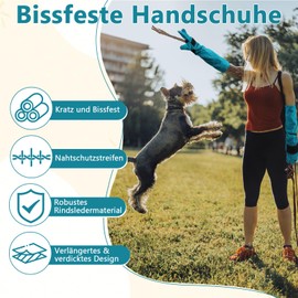 Bite Resistant Protective Gloves 60 cm Cowhide Anti-Bite Work Gloves for Animals, Gardening & Welding - Thorn-Resistant & Cut-resistant Gloves for Dogs, Cats, Snakes (Men & Women)