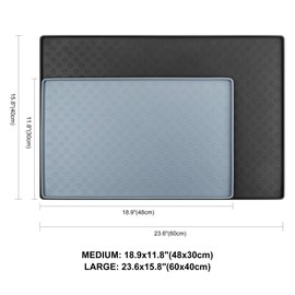 Coomazy Dog Bowl Mat, Sillicone Waterproof Pet Feeding Placement Tray to Stop Cat Food Spills and Water Messes Out to Floor (L: 23.6x15.7in, Grey)