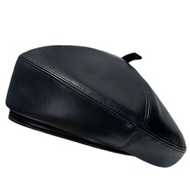 ZKGYUS Beret Hats for Women, Women's Berets, Women's PU Leather Beret Hat, French Style Beret, Plain Casual Classic Painter Cap, black