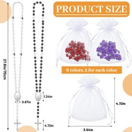 Taiyin 12 Set Sublimation Blank Rosary Prayer Beads Heat Transfer Rosary Necklace Printable Sublimation Necklace with Organza Bags for Women Men Baptism DIY Memorial Gifts Making(Mixed Colors)