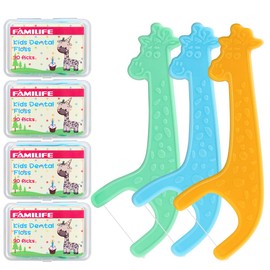 FAMILIFE Selecciones de Hilo Dental para Niños FAMILIFE Sin Fluoruro, 4 Estuches Prácticos de Viaje Sin Sabor Flosser 120 Pick