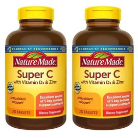 Nature Made Super C + Vitamin D3 and Zinc, 2-Pack of 200 Tab Each or 400 Total