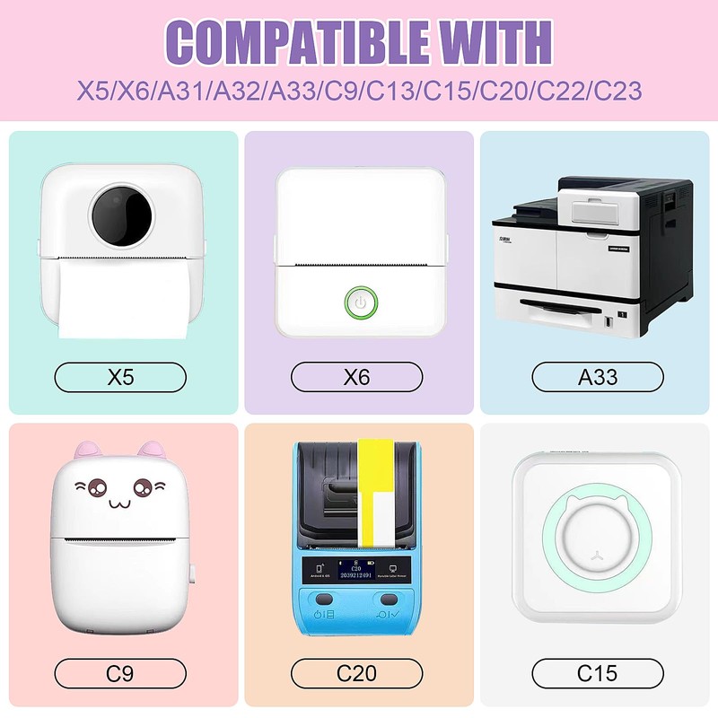 Mini Printer Stickers 20 Rolls Thermal Paper for Children's Camera,
