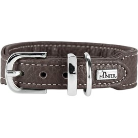 HUNTER Cannes Mini Dog Collar for Small Dogs, Leather, Nappa Leather, Soft, Elegant, Elegant, 32 (XS), Brown