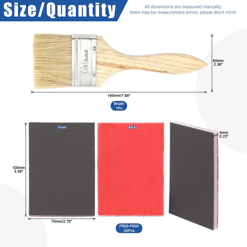 Glarks 21Pcs 500-600 Grits Sanding Sponge Sanding Pads Sanding Blocks