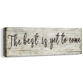 Inspirational Wall Art Decor - The Best is Yet to Come Sign - Office Motto Canvas Print Vintage Rustic Picture Motivational Wooden Photo for Bedroom Living Room Home Office Decor, 6 X 17 In Framed