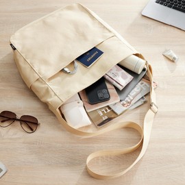 KALIDI FANCY FOREST Women's Tote Bag, Large Capacity, Shoulder Bag, Large 2-Way Shoulder Bag, Crossbody Crossbody Canvas Tote, Canvas Tote Bag, Lightweight, Solid, For School or Work, 3 Zipper Pockets