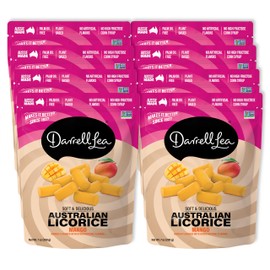 Darrell Lea Soft Australian Licorice, Non-GMO, No Palm Oil, Plant Based, No High Fructose Corn Syrup, Soft & Chewy Licorice Candy, Made in Australia (Mango, 7 Ounce (Pack of 8))