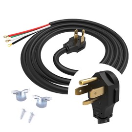 TOPDC 4 Prong Dryer Cord, 30 AMP Appliance Power Cord 10 Feet, Wires in 4 Colors with O Ring Terminal Connectors, Pure Copper Wire