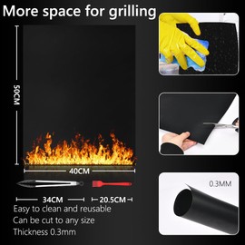 Flintronic BBQ Grill Mat, Set of 5 Non Stick Barbecue Baking Mats, 40 x 32cm Reusable Heat Resistant Baking Mats Easy to Clean for Baking on Gas, Charcoal, Oven and Electric Grills