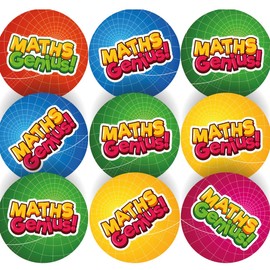 144 Maths Genius - 30mm - Glossy Reward Stickers for Teachers & Parents