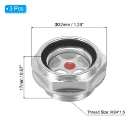 PATIKIL Air Compressor Oil Sight Glass, 3 Pack M24x1.5 Male Thread Aluminum Alloy Oil Liquid Level Gauge Air Compressor Parts with O-ring