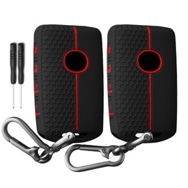 QBUC 2PCS for Mazda Cx-5 Silicone Rubber Key Fob Cover, Key Fob Case with Keychain for 2019-2024 for Mazda 3 6 Cx-5 Cx-50 Cx-30 Cx-9 Smart Remote Case Keyless Protector 4 Buttons Car Accessories
