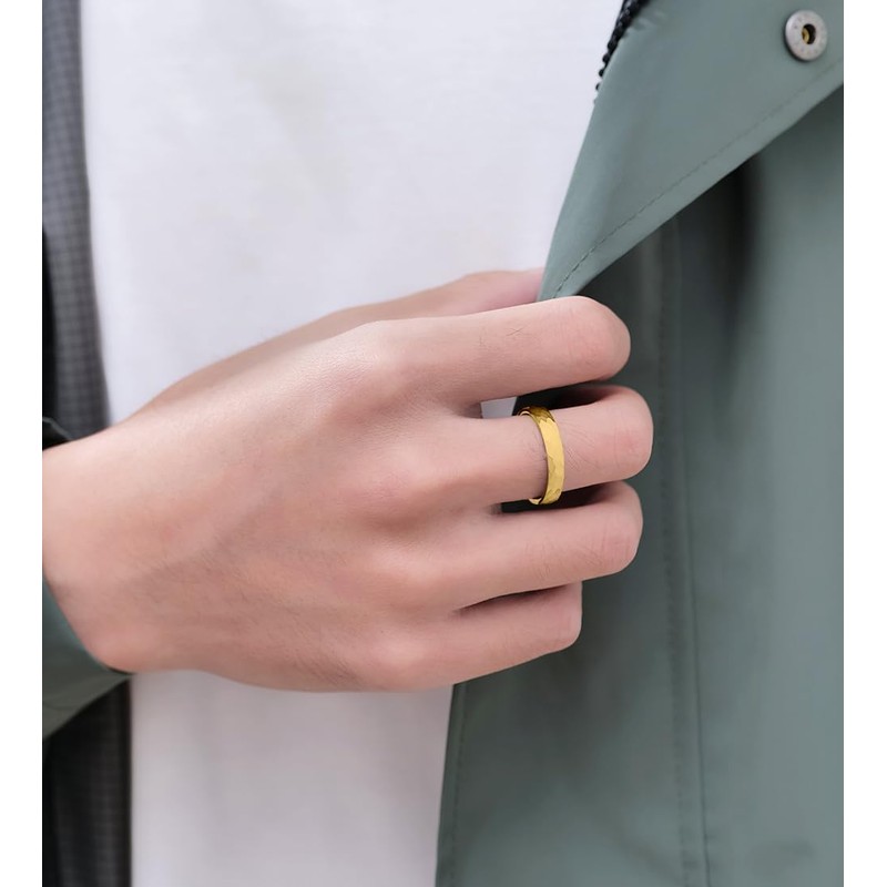 HXNIBATSAR 4mm 6mm Hammered Tungsten Carbide Wedding Ring For Men