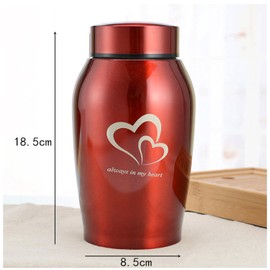 ZHYUAN Stainless Steel Pet Urn, Urns for Dogs and Cats, Pet Memorial Urn, Portable Pet Urn, Stainless Steel Animal Urn, Suitable for Dogs, Cats and Other Small Animals (Red)