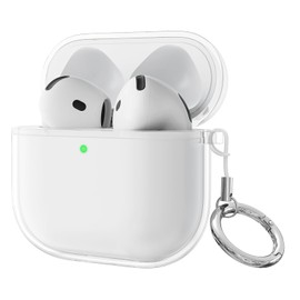 Protective Cover, AirPods 4 Case, Clear, Compatible with AirPods 4th Generation, Dedicated Cover, TPU Material Case, Wireless Charging, Scratch and Dirt Resistant, Fingerprint Resistant, Hook Included