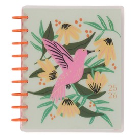 Happy Planner Sustainable Disc-Bound 12-Month Jul. 2025–Jun. 2026 Planner with 3 Bonus Months, Classic Size, Dashboard Layout, Feathered Flora