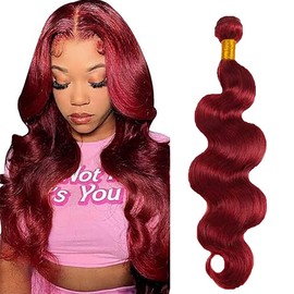 Lakaisa Body Wave Human Hair Bundles #99J Burgundy Human Hair Extensions Human Hair Real Hair Weft Extensions Sew-in Hair Single Bundle Real Hair Low Shedding for Woman 26 Inches