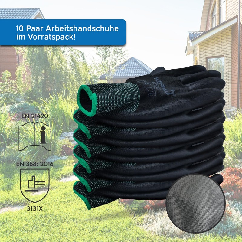 kör4u® 10 Pairs Of Breathable Work Gloves, Universal Protective Gloves