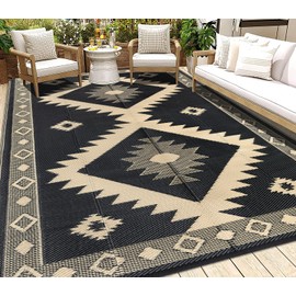 HEBE Outdoor Rug 8'x10' Waterproof for Patios Clearance, Reversible Plastic Straw Rug Camping Carpet, Indoor Outdoor Area Rugs Patio Mats for RV,Picnic,Backyard,Deck,Balcony,Porch