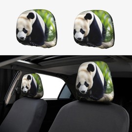 BROLEO Panda Animal Picture Car Headrest Cover 1 Piece Soft and Comfortable Elastic car Accessories