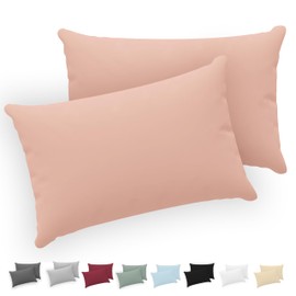Twinzen® Cushion Covers, 100% Jersey Cotton, 150 GSM, Cushion Cover with Zip, OEKO-TEX Certified, 50 x 70 cm, Set of 2, Pink