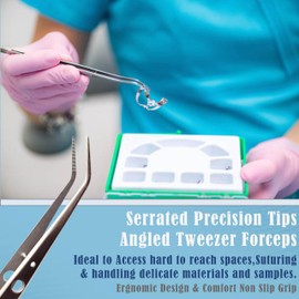 A2Z SCILAB - Dental Cotton Tweezer Serrated Angled Beak Dressing Pliers Tip Stainless Steel Dentist-Instruments 6" (15 cm)