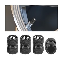 Zpana Ameican Flag Car Tire Valve Stem Caps, 4PCS Aluminum Alloy Vehicle Wheel Valve Protection Cover, Patriotic Auto Tyre Air Protector, Universal for Truck, Bicycle, Motorcycle (Black)