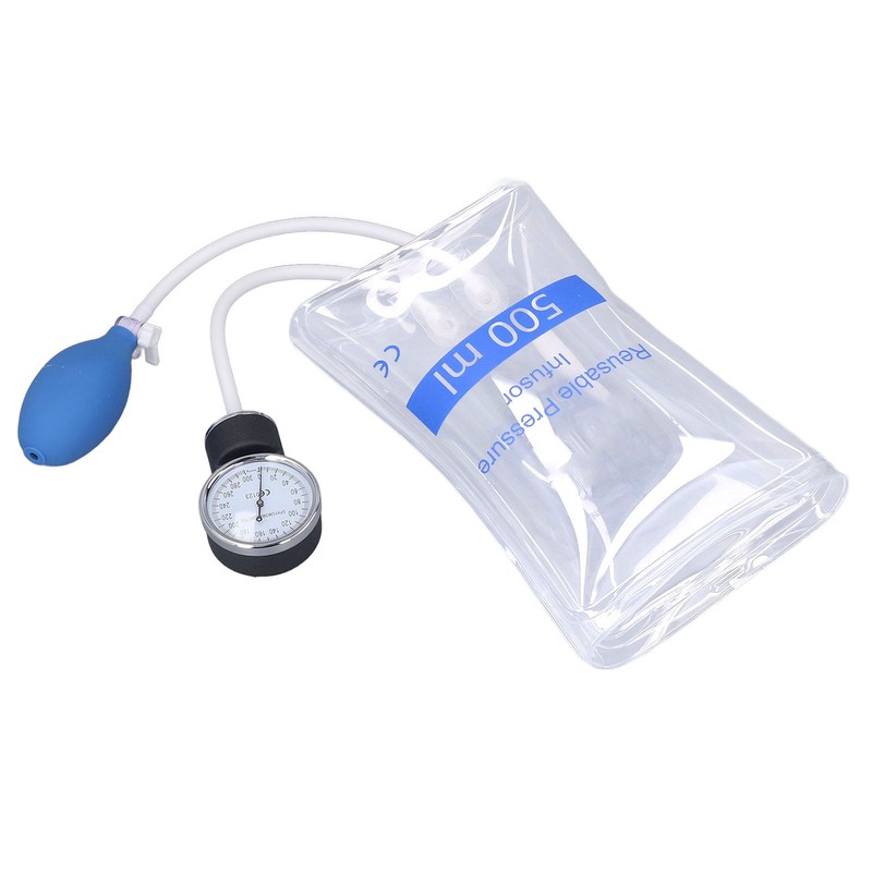 500ml Pressure Infuser Bag with Gauge and Pump Transparent Hospital