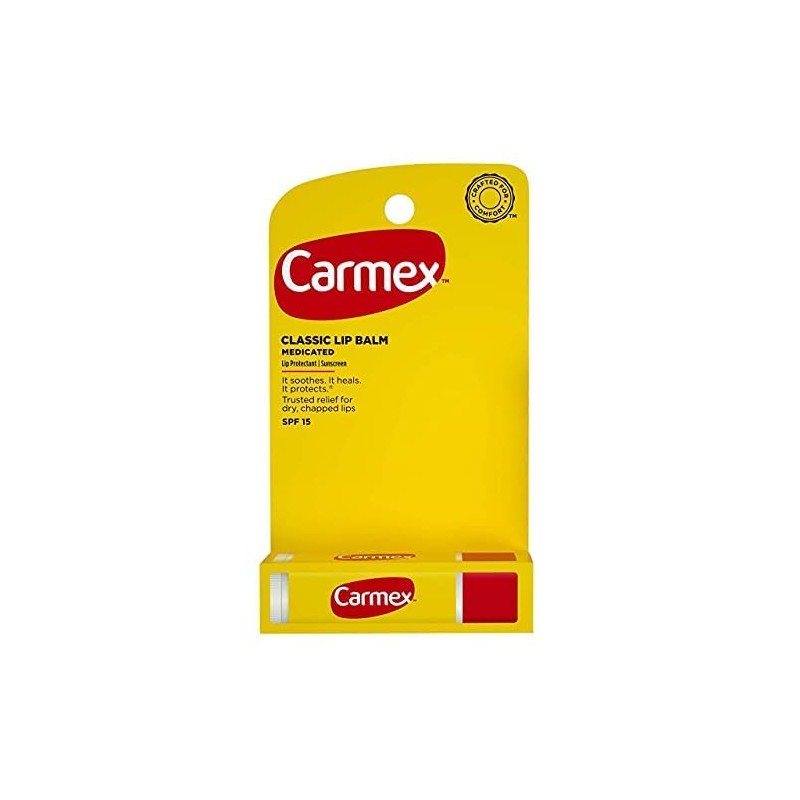 Carmex Bálsamo labial clásico, protector labial protector solar SPF 15,