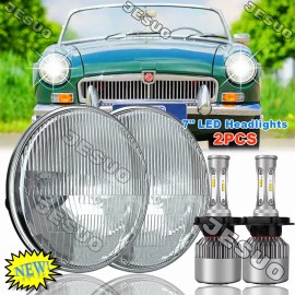 JESUO for MG MGB 1969-1981 Pair Led 7inch Round Headlights Headlamp High/Low Bulbs