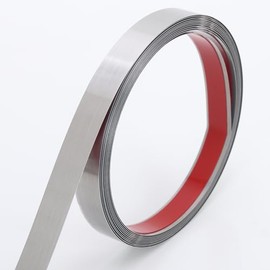 Peel and Stick Metal Molding Trim, Self-Adhesive Stainless Steel for Wall, Fireplace, Mirror Edging and Craft Decoration (Brushed Silver, 20ft x 2in)