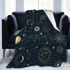 Fenmshairy Sun Moon Magic Eyes Astrolabe Thermal Throw Blanket, Ultra Soft Warm Cozy Microfiber All Season Lightweight Flannel Fleece Blanket for Sofa Bed Couch Office Travel, 60x50 Inches