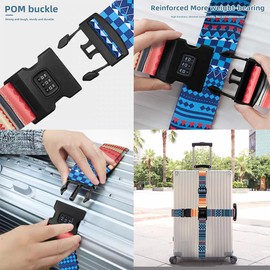 Pdodo Luggage Straps 4 Pieces Luggage Strap Adjustable Aviation Plates, 4 Adjustable Suitcase Strap Buckle Closure + 2 Luggage Tags, Suitcase Tag Suitcase with Name Plate, Address Tag, Travel