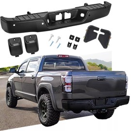 Rear Step Bumper Assembly For 2007 2008 2009 2010 2011 2012 2013 Toyota Tundra Pickup Replacement Back bumper With Park Sensor Holes TO1103118 Black