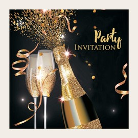 Dotty about Paper Party Invitations - Gold Sparkle Champagne - Pack of 10 - No Age (936)