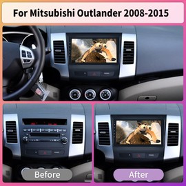 4+64G 8-Core Qualcomm Android 15 Car Stereo for Mitsubishi Outlander 2008-2015 with Wireless Carplay, 9'' Touchscreen Car Radio with WiFi Mirror Link GPS Bluetooth 5.1 FM RDS DSP EQ SWC