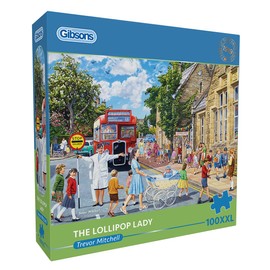 Gibsons The Lollipop Lady 100XXL Piece Jigsaw Puzzle | School Run Nostalgia Jigsaw Puzzle Extra Large Piece Jigsaw Puzzle for Adults | Sustainable Premium 100% Recycled Board Great Gift Gibsons Games