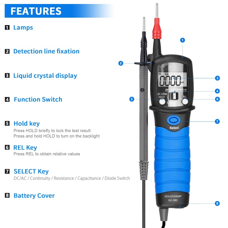 Digital Multimeter Continuity Tester Voltmeter Voltage Tester 6000 Counts Current