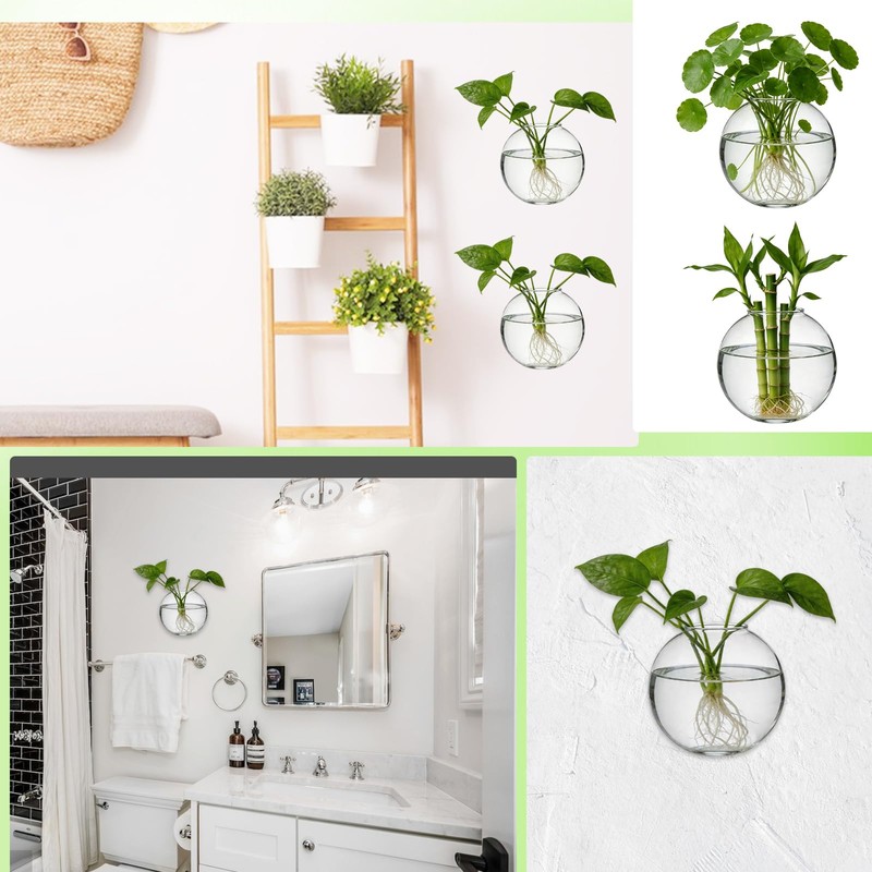 LOLYSIC 8PCS Wall Mounted Vase, Glass Wall Vase Propagation Wallmount