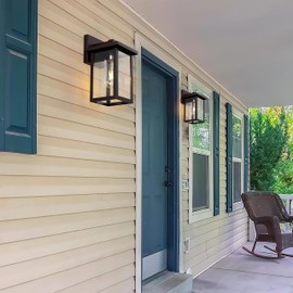 ACLand Oil Rubbed Bronze Outdoor Light Fixture, Outdoor Wall Lantern 2 Pack with Clear Water Glass, 11 Inch Outside Light for House Entryway Garage Porch