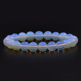 Justinstones Synthetic Opalite Moonstone 10mm Round Beads Stretch Bracelet 7 Inch Unisex