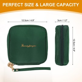 sourcing map Mini Makeup Bag for Purse, Small Cute Zipper Travel Cosmetic Bags Preppy Toiletry Storage Pouch for Coin Sanitary, Green