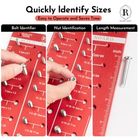 Thread Checker, 28-Piece Nut and Bolt Thread Checker with 14 Metric and 14 Standard Sizes, Bolt Size and Thread Gauge, Bolt and Nut Identifier Gauge, Screw Box Include.