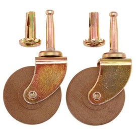 Van Dyke's Restorers Classic Wooden Wheel Ball Bearing Steel Stem Caster, 1 1/4 Inches Wheel Diameter (Set of 2)